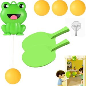 Hanging Table Tennis Trainer, Portable Ping Pong Paddle Set for Kids with Racket and Balls, Parent-Child Door Pong Game Exerciser, Full Pingpong Starter Kit for Outdoor & Indoor Games