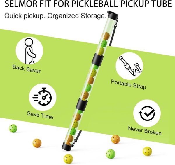 17 Balls Pickleball Ball Retriever & Ball Holder Storage with Strap, Back Saver for Pickleball Accessories, Quick for Pickleball Tube Ball Pickup