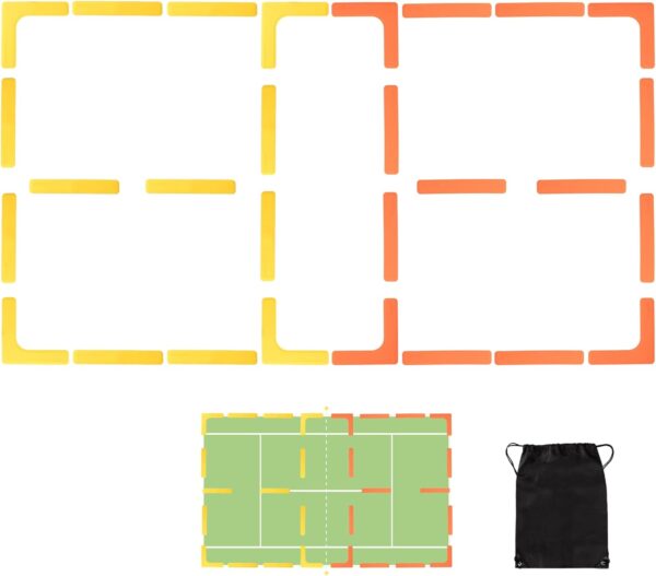 Hikeen Court Lines Marker Kit Anti-Wind-Resistant Throw Down Markers 28pcs, Pickleball Net Court for Indoor Court