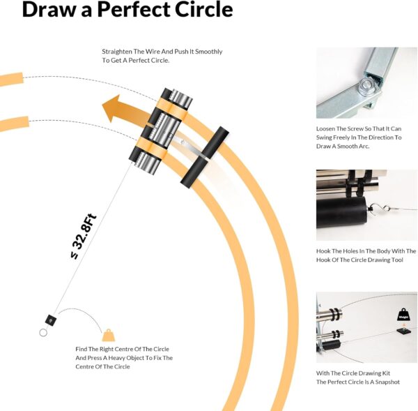 Court Line Tape Machine, with Drawing Circle Kit, Parking Lot Striping Machine for Driveway, Asphalt or Concrete, Basketball Courts, Pickleball Court, Road Warning