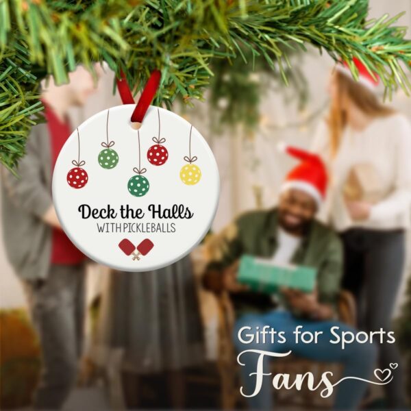 Pickleball Ornament for Christmas Tree Decor, Xmas Hanging Ornaments, Deck The Halls Gifts for Pickleball Lover and Sport Lovers