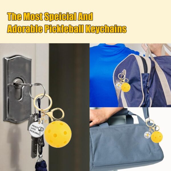 1step2dream Set of 6 Yellow Pickleball Keychains: Good Accessories for Pickleball Enthusiasts | Pickleball Lover Gifts in Bulk
