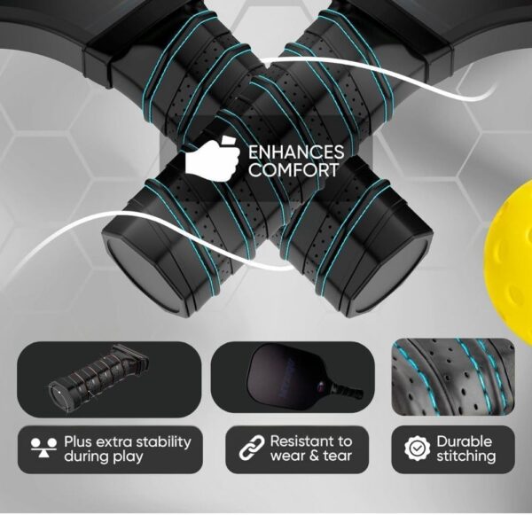 Pickleball Paddles Set of 2, Carbon Fiber Set, Lightweight Graphite Pickle Ball Rackets 2-Pack with 6 Balls & Grip tape, 1 Carrying Bag, Pickleball Paddle Kit for All Players