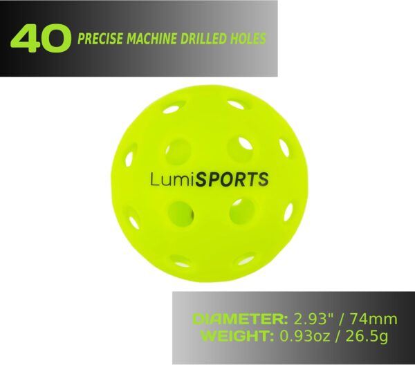 12-Pack Premium Outdoor Pickleball Balls | 40 Holes Fluorescent Green Balls | All-Surface Play | Crack-Resistance | Convenient Drawstring Mesh Bag | USAPA Official Size and Weight