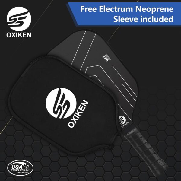 OXIKEN 10/13/16 mm Pickleball Paddles 2025 USAPA Approved T700 Carbon Fiber Pickle Paddle (CFS), High Grit & Spin, Honeycomb Core, 5.5” Elongated Handle, Anti Slip Sweat Absorbing Grip with Cover Case