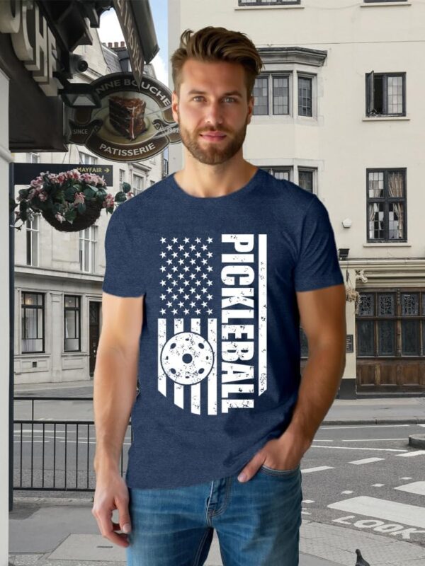 Pickleball Shirts for Men American Flag Pickle Ball T-Shirt Paddleball Lover Tee Tops