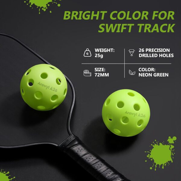 Indoor Pickleball Balls 6 Pack | 12 Pack, 26 Holes Pickleballs, High Bounce & True Flight, Well Balanced Pickle Balls for All Style Pickleball Paddles & All Skill Levels (Neon Green, Orange)