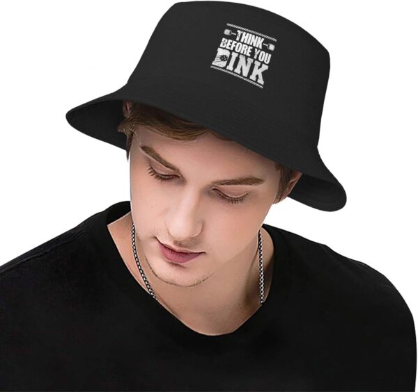 Think Before You Drink Pickleball Gifts Funny Dink Pickle Ball Lovers Gifts Bucket Hat Summer Hat Sun Beach Bucket Cap Black