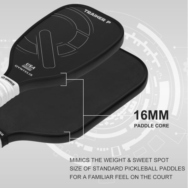 Pickleball Training Paddle -USAPA Approved Pickleball Trainer Practice Paddle,Carbon Fiber Particle Paint Frosted Surface, Extra Long Handle,16mm Core Sports Sweet Spot Training Racket