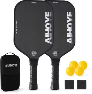 Aihoye PRO Pickleball Paddles- Raw T700 Carbon Fiber Textured Surface (CFS) with High Grit & Spin, Pickleball Paddles with 16MM Polypropylene Honeycomb Core, USAPA Approved