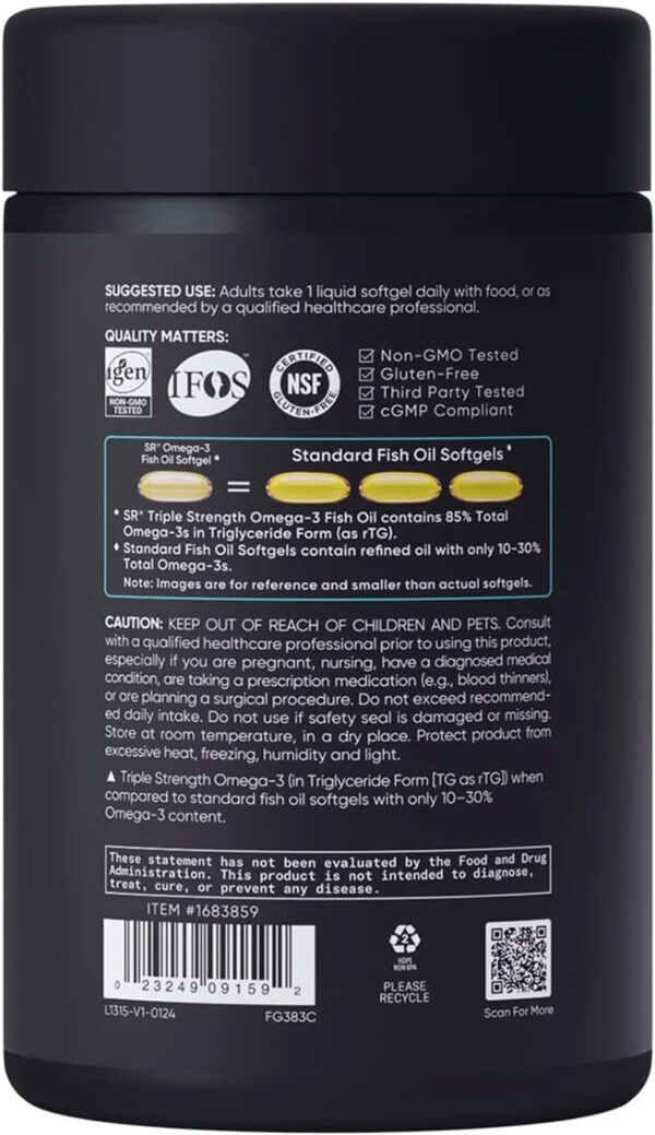 Sports Triple Strength Omega-3 Fish Oil, 150 Fish Softgels - Burp Less