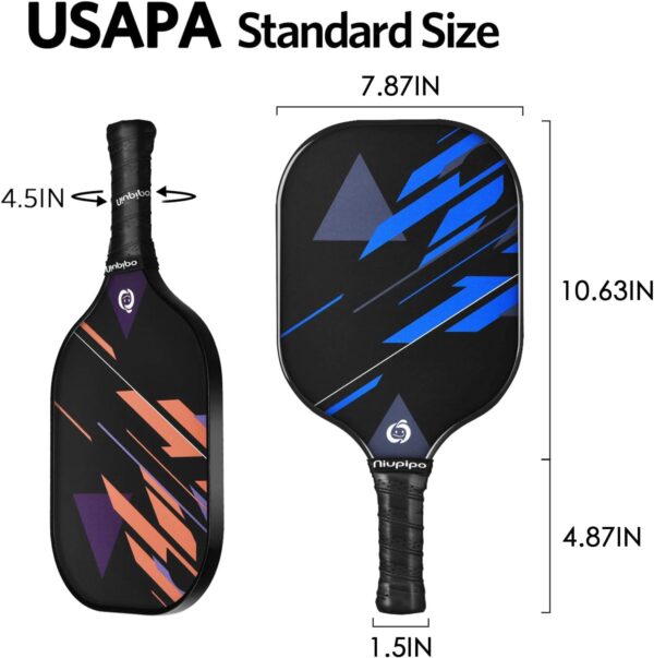 niupipo Pickleball Paddles Set of 2/4, USAPA Approved Lightweight Pickleball Rackets, Durable Fiberglass Surface with Polypropylene Honeycomb Core, Cushion Grip and Carry Bag