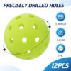 12 Pack Premium 40-Holes Bright Outdoor Pickleball Balls, Meet USAPA Official Requirement, Perfectly Balanced, High Bounce True Flight, Durable Pickle Ball Set