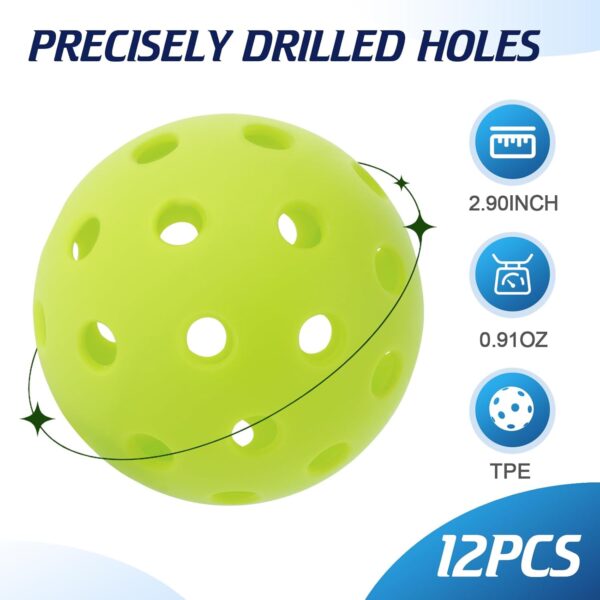 12 Pack Premium 40-Holes Bright Outdoor Pickleball Balls, Meet USAPA Official Requirement, Perfectly Balanced, High Bounce True Flight, Durable Pickle Ball Set