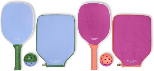 Kate Spade New York Let's Rally Blue and Pink Pickleball Set Including 2 Paddles, 2 Paddle Covers, and 2 Pickleball Balls Two Tone, Let's Rally