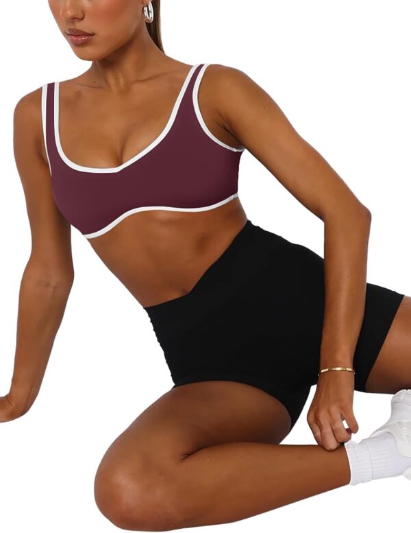 LASLULU Sexy Sports Bras for Women V Neck Sleeveless Padded Bra Workout Yoga Crop Top