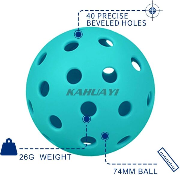Outdoor Pickleball Balls Indoor 4 Pack Pickleball with 40 Holes- Great Durability, Bounce Meet USAPA Requirement Pickleball Balls Teal Green