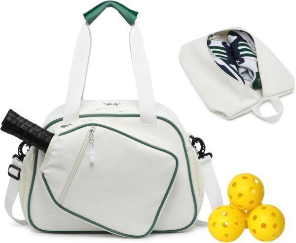 RAINBOW SMILE Crossbody Pickleball Bag with Shoes Bag 2PS for Women and Men, Waterproof Pickle Ball Bag Tote Shoulder Bag