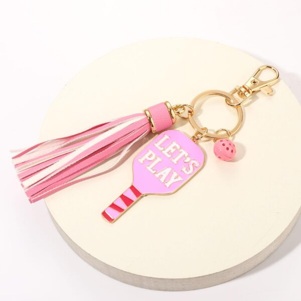 Women's Pickleball Keychain - Tassel Charm Key Ring - Game Day Accessory - Gift for Pickleball Fan