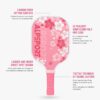 Sakura Pink Pickleball Paddles Set of 1/2, USAPA Approved Fiberglass Graphite Cherry Racquet with Tied Grips, 2 Indoor Outdoor Pickleball Balls, 1 Cover Bag Men Women