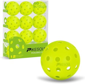 Pickleball Balls | 40 Hole Outdoor Balls | 4 or 12 Pack | High Bounce, Visibility & Durable for All Paddles & Skill Levels | Green, Yellow, Orange, Mix