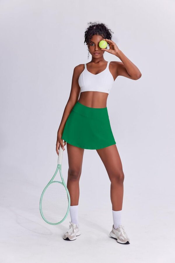 PINSPARK Tennis Skirts for Women Pleated Athletic Skort Lightweight Golf Skirts with Shorts Pocket Workout Pickleball