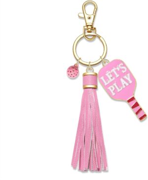 Women's Pickleball Keychain - Tassel Charm Key Ring - Game Day Accessory - Gift for Pickleball Fan