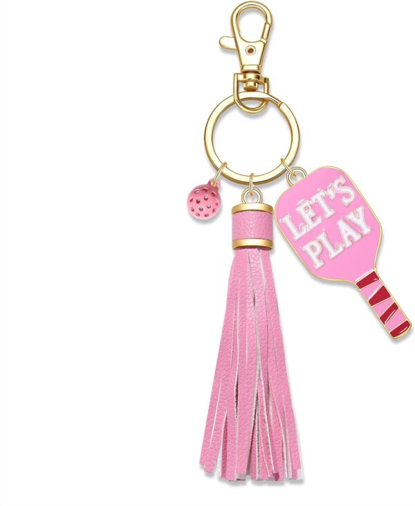Women's Pickleball Keychain - Tassel Charm Key Ring - Game Day Accessory - Gift for Pickleball Fan
