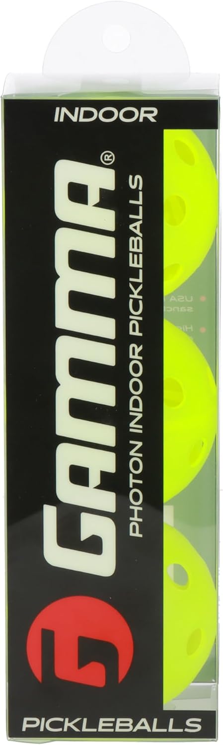 GAMMA Photon Indoor Pickleballs, 26 Holes for Precise Indoor Flight, USAPA Approved Pickle Ball for Tournament Play, High Visibility, Durable, Consistent Bounce, Optic Green Color