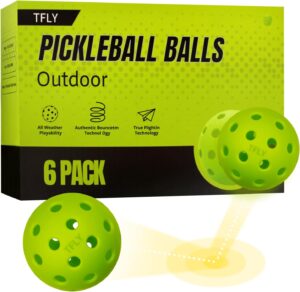 Pickleball Balls, 6 Packs 40 Holes Premium Outdoor Pickleball Balls with Great Bounce, Pickle Ball Accessories, Ideal for All Skill Levels