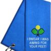 I Swear I Was Aiming for Your Feet Embroidered Pickleball Towel with Clip, Pickleball Player Gift, Birthday Retirement Gifts for Pickleball Lover Pickleball Fan, Pickleball Gifts for Men Women
