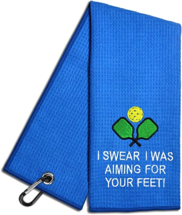 I Swear I Was Aiming for Your Feet Embroidered Pickleball Towel with Clip, Pickleball Player Gift, Birthday Retirement Gifts for Pickleball Lover Pickleball Fan, Pickleball Gifts for Men Women