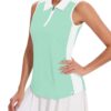 Soneven Womens Sleeveless Golf Shirt Moisture Wicking Athletic Golf Tank Top Printed Polo Tennis Shirts (XS-3XL)