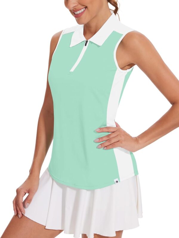 Soneven Womens Sleeveless Golf Shirt Moisture Wicking Athletic Golf Tank Top Printed Polo Tennis Shirts (XS-3XL)