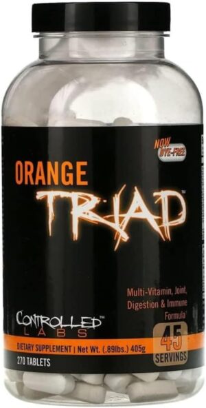 CONTROLLED LABS Orange Triad Daily Multivitamin, Iron Free Sports Supplement for Workout, Digestion, Immune, and Joints, 45 serv - Tablets
