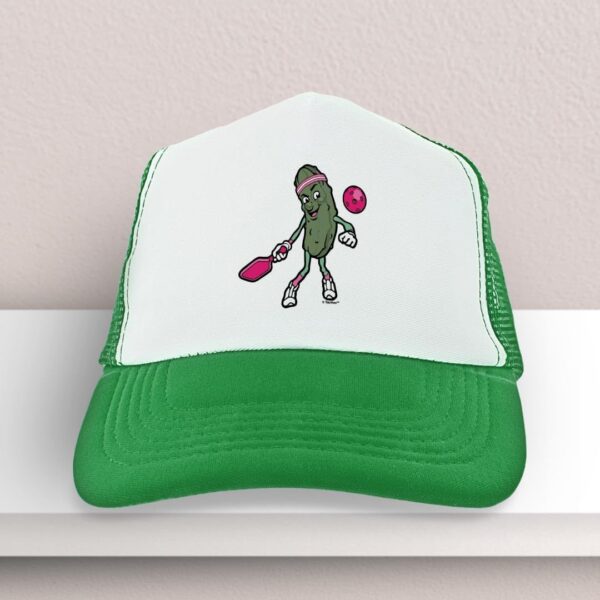 Funny Pickle Sasquatch or T-Rex Playing Pickleball Trucker Hat