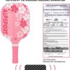 Sakura Pink Pickleball Paddles Set of 1/2, USAPA Approved Fiberglass Graphite Cherry Racquet with Tied Grips, 2 Indoor Outdoor Pickleball Balls, 1 Cover Bag Men Women