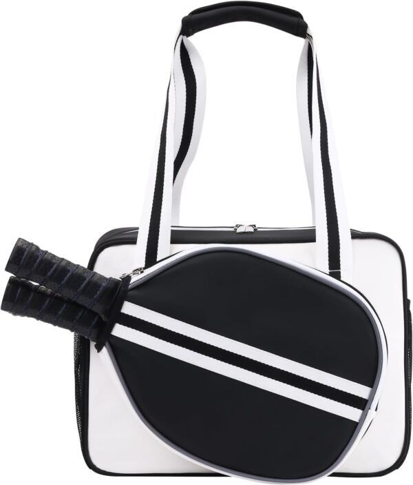 PU Leather Pickleball Paddle Bag - Small Fashion Tote for Women Men