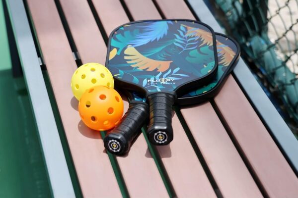 FLUORY Pickleball Paddles Set of 2, Lightweight Fiberglass Surface Pickleball Rackets Set with 4 Outdoor Indoor Balls,1 Carry Bag,Pickleball Racquets Gifts for Men Women