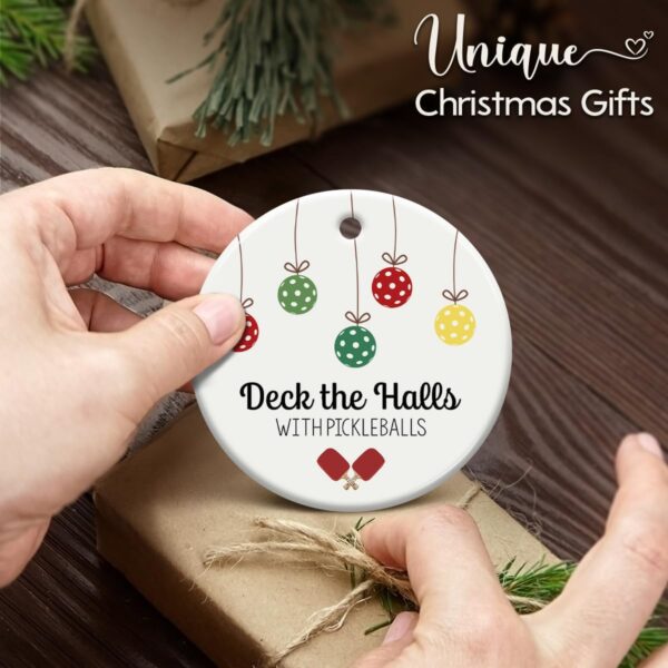 Pickleball Ornament for Christmas Tree Decor, Xmas Hanging Ornaments, Deck The Halls Gifts for Pickleball Lover and Sport Lovers
