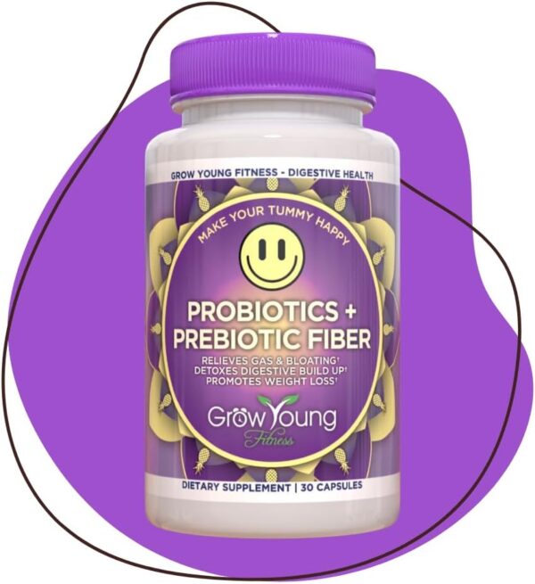 Grow Young Fitness Daily Probiotic + Prebiotic Fiber Supplement, Supports Digestive Health (1 Pack, 30 Servings)