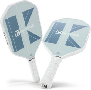 Pickleball Paddle, Carbon Fiber Surface with Reinforced 16mm Polypropylene Honeycomb Core, Perforated Grip, USA Pickleball Approved, 2 Paddles with 4 PE Balls& 1 Bag