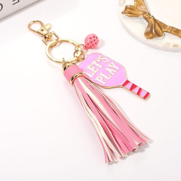 Women's Pickleball Keychain - Tassel Charm Key Ring - Game Day Accessory - Gift for Pickleball Fan
