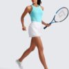CRZ YOGA Seamless Womens Breathable Workout Tank Tops Racerback High Neck Sleeveless Running Athletic Shirts