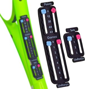 Uniharpa Tennis Score Keeper for Racket Padel,Tennis Racket Pickleball Paddle Scorekeeper,Small Score Board Counter for Tennis Trainer,Point Tracker Recording Points,Recording Points&Sets,1.9g