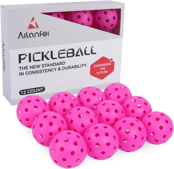 12 Pack Premium 40-Holes Bright Outdoor Pickleball Balls, Meet USAPA Official Requirement, Perfectly Balanced, High Bounce True Flight, Durable Pickle Ball Set