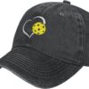 Women's Pickleball Hat for Men Women, Adjustable Vintage Distressed Washed Dink Heart Pickle Ball Baseball Cap