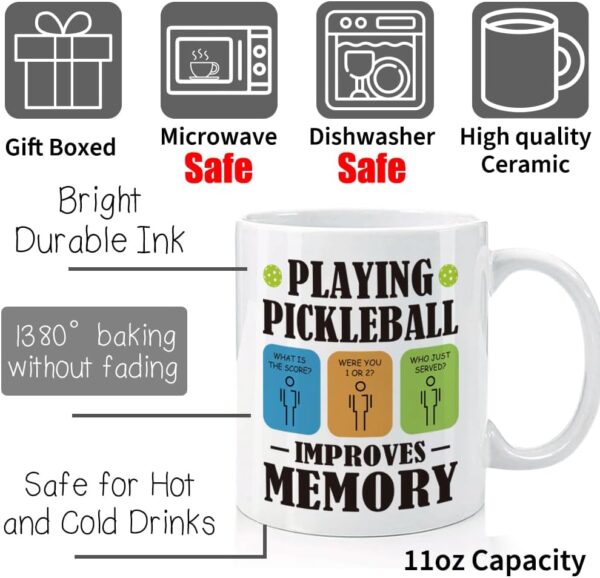 Funny Pickleball Gift for Pickleball Lovers, Playing Pickleball Improves Memory Coffee Mug Gifts for Players Friends Coach Coworker Dad Mom Uncle Aunt Boyfriend Girlfriend, 11oz