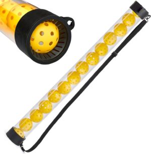 Pickleball Picker Upper Holds 14 Balls, Pickleball Ball Picker Hopper Tube, Pickleball Pickup Tube - Lightweight Pickleball Retriever Collector with Shoulder Strap