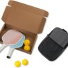 Pickleball Paddles Set, Premium Lightweight Fiberglass Surface Polypropylene Core Pickleball Rackets, Pickleball Set of 2 with 4 Outdoor Balls and Carry Bag for Beginners